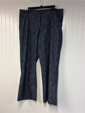 Lane Bryant Dark Denim-Look Wide-Leg Jeans 18 Chambray